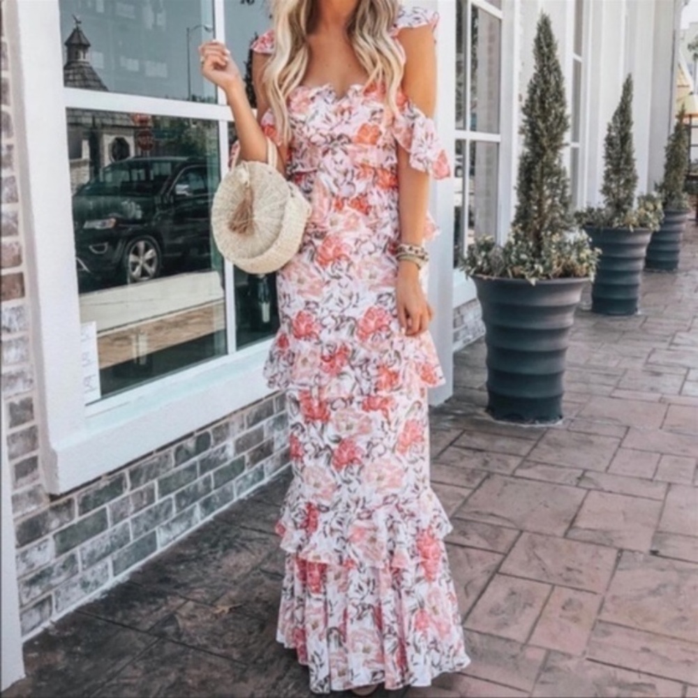 WAYF Off the Shoulder Maxi Floral Dress